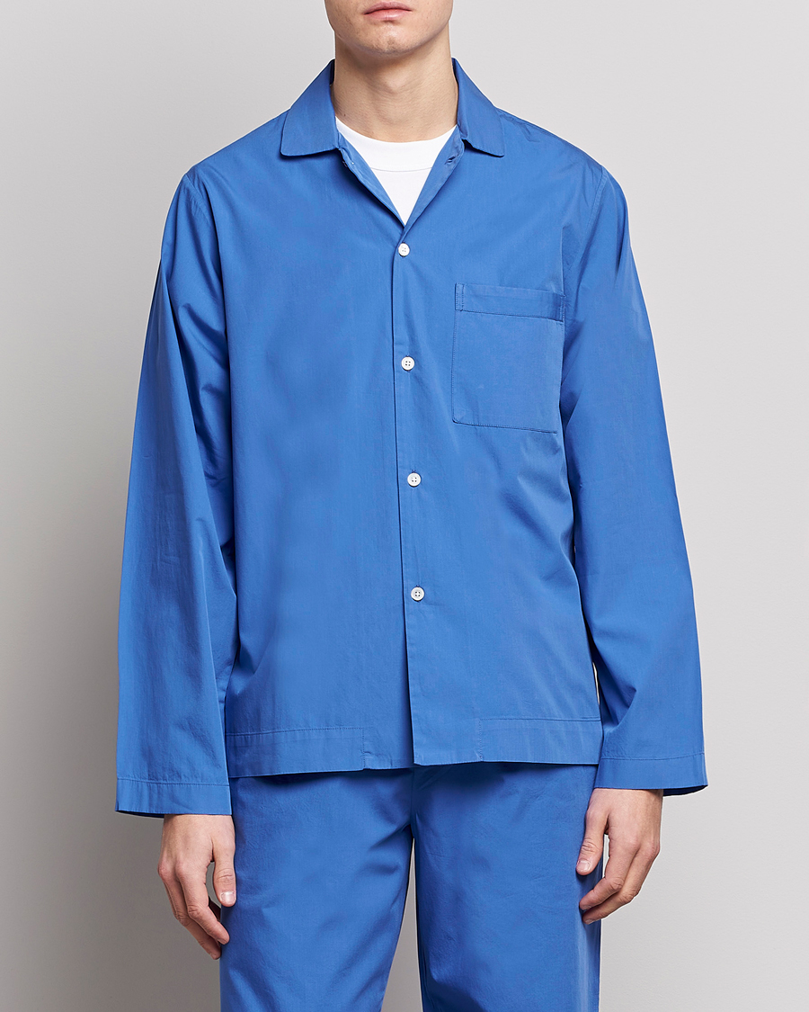 Men | Pyjama Tops | Tekla | Poplin Pyjama Shirt Royal Blue