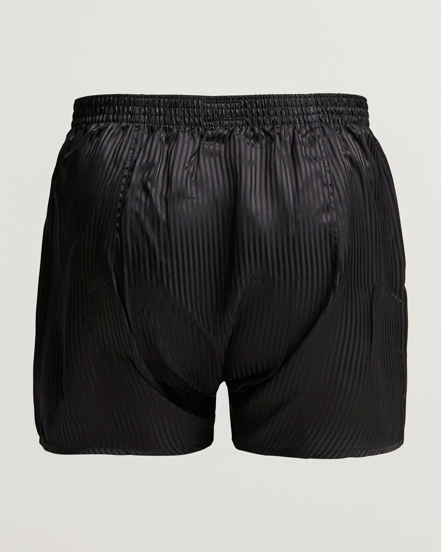 Men | Clothing | Derek Rose | Classic Fit Silk Boxer Shorts Black