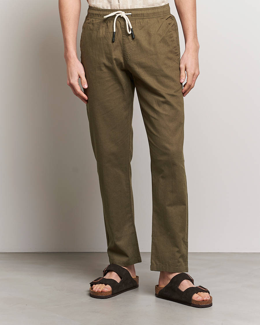 Herr | Kläder | OAS | Linen Long Pants Army