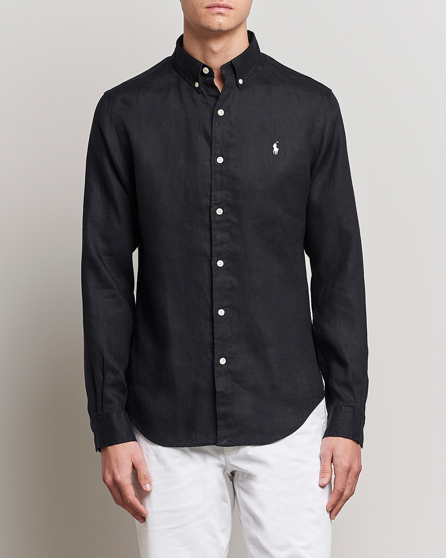 Herr | Avdelningar | Polo Ralph Lauren | Slim Fit Linen Button Down Shirt Polo Black
