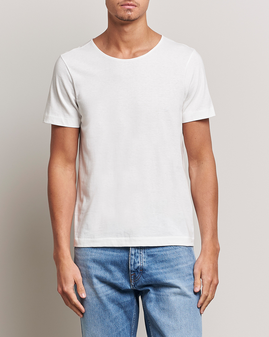 Men | White t-shirts | Merz b. Schwanen | 1920s Loopwheeled T-Shirt White
