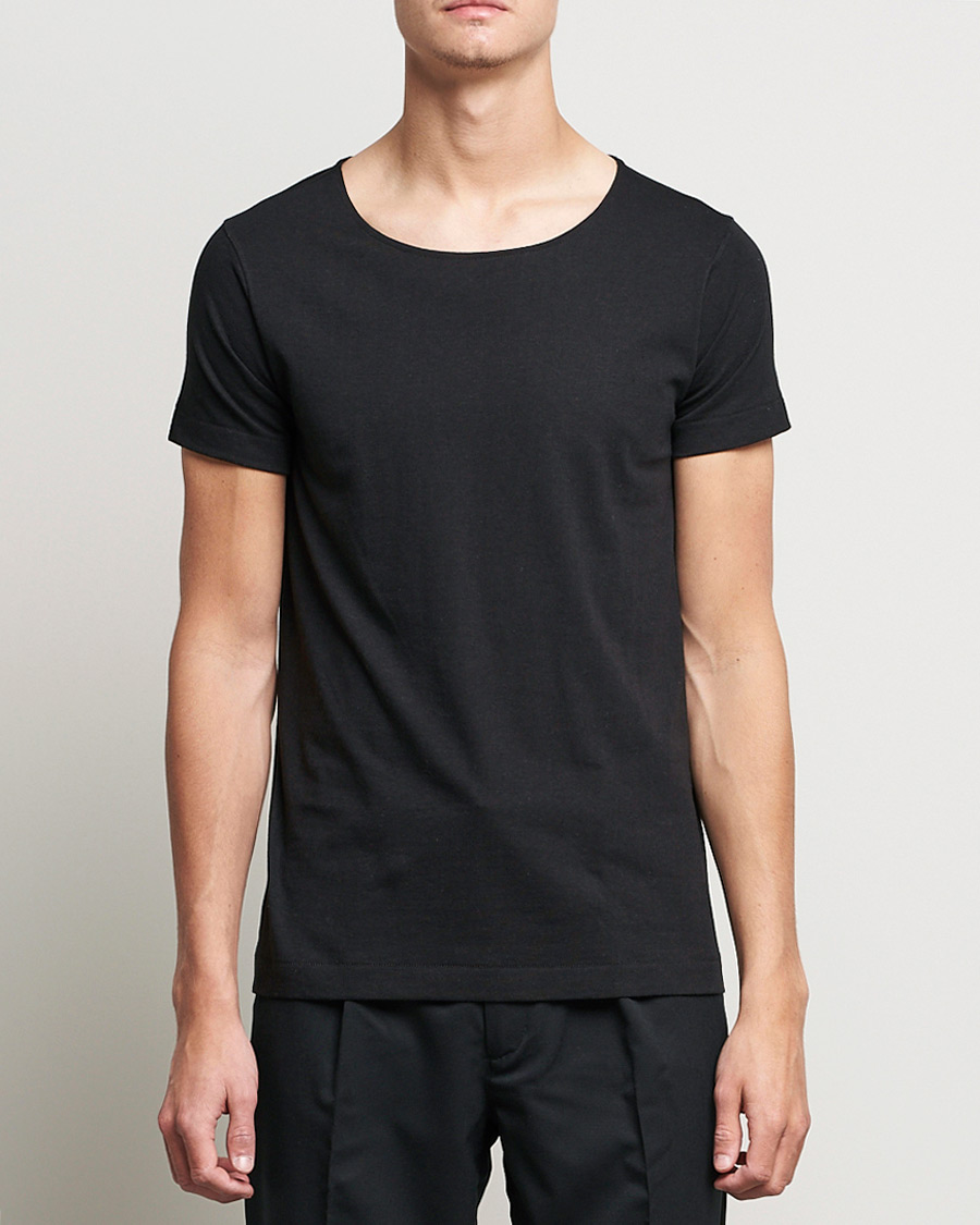 Men | Black t-shirts | Merz b. Schwanen | 1920s Loopwheeled T-Shirt Black