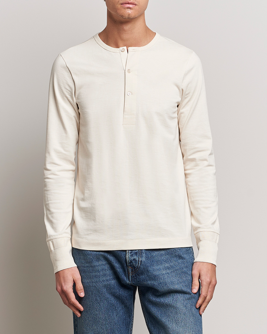 Men | T-Shirts | Merz b. Schwanen | Classic Organic Cotton Henley Sweater Nature
