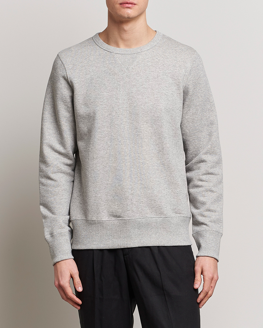 Men | Sweaters & Knitwear | Merz b. Schwanen | Organic Cotton Crew Neck Sweat Grey Mel
