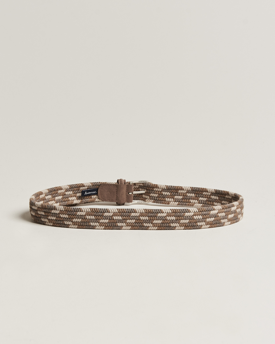 Homme | Italian Department | Anderson\'s | Braided Wool Belt Multi Natural