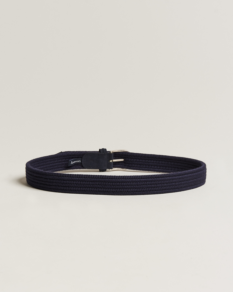 Homme | Italian Department | Anderson\'s | Braided Wool Belt Navy