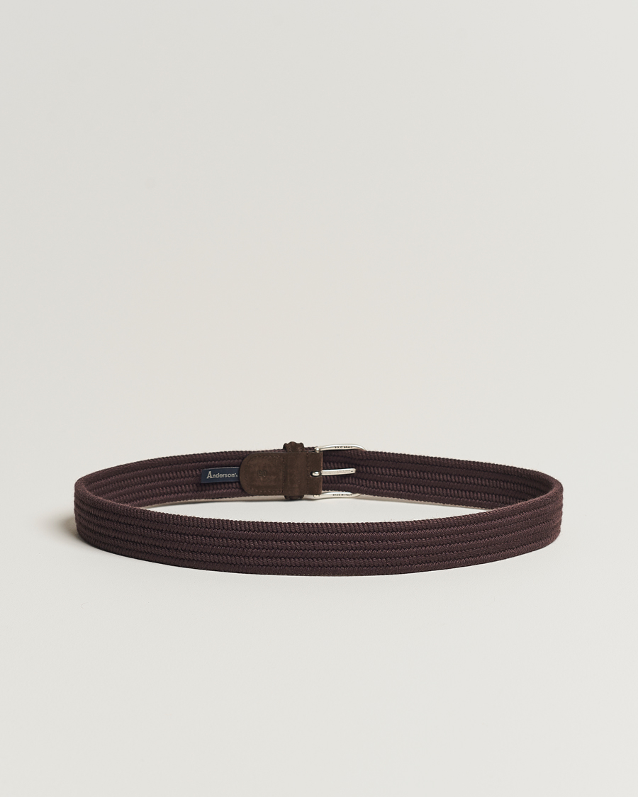 Homme | Italian Department | Anderson\'s | Braided Wool Belt Brown