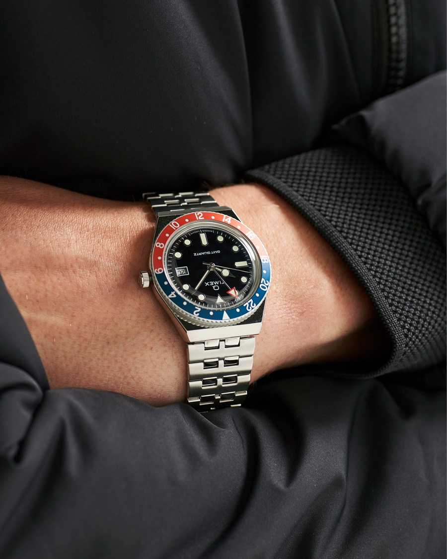 Men | Watches | Timex | Q Diver GMT 38mm Navy/Red