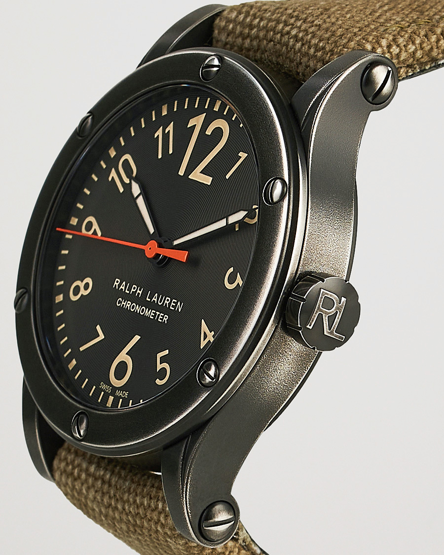 Men | Accessories | Polo Ralph Lauren | 45mm Safari Chronometer Black Steel/Canvas Strap