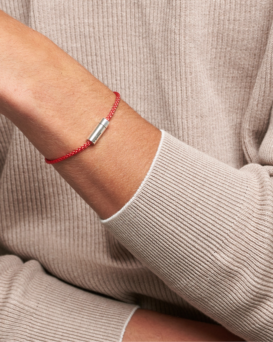 Men | Accessories | LE GRAMME | Nato Cable Bracelet Red/Sterling Silver 7g