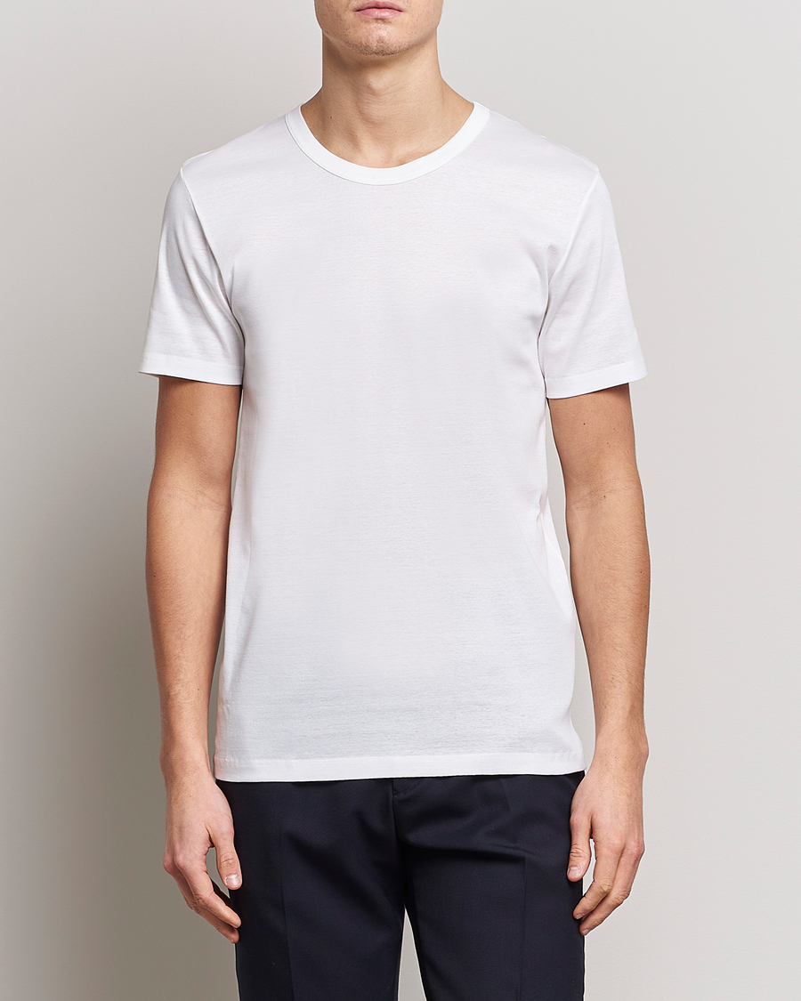 Men |  | Zimmerli of Switzerland | Mercerized Cotton Crew Neck T-Shirt White