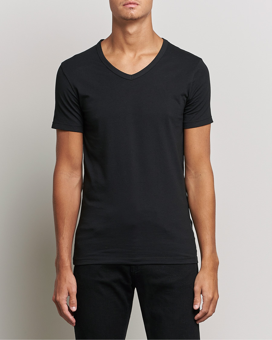 Men | Black t-shirts | BOSS BLACK | 2-Pack V-Neck Slim Fit T-Shirt Black