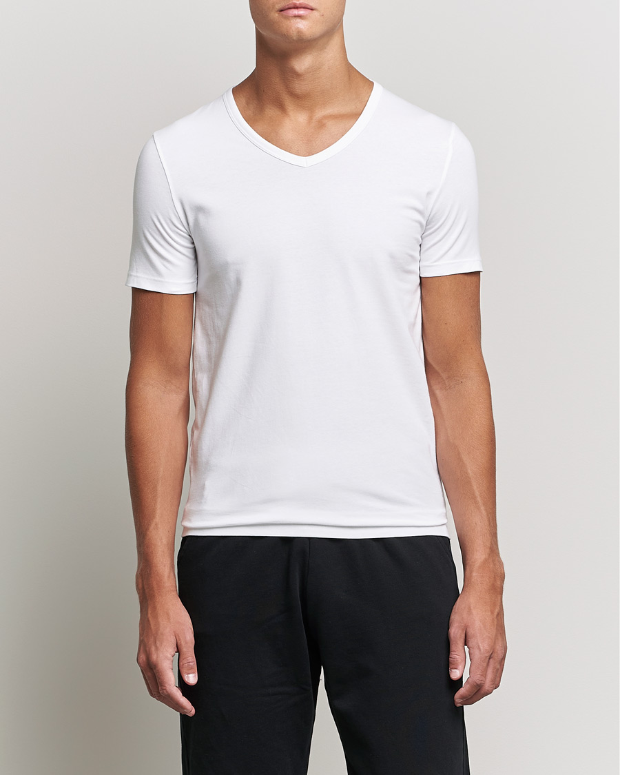 Men | BOSS | BOSS BLACK | 2-Pack V-Neck Slim Fit T-Shirt White
