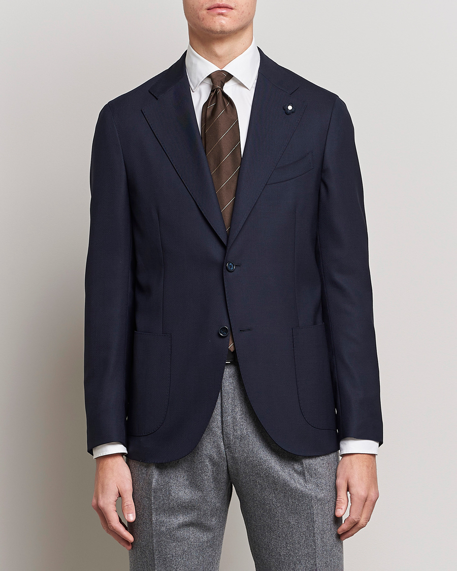 Men | Formal Wear | Lardini | Patch Pocket Wool Blazer Navy