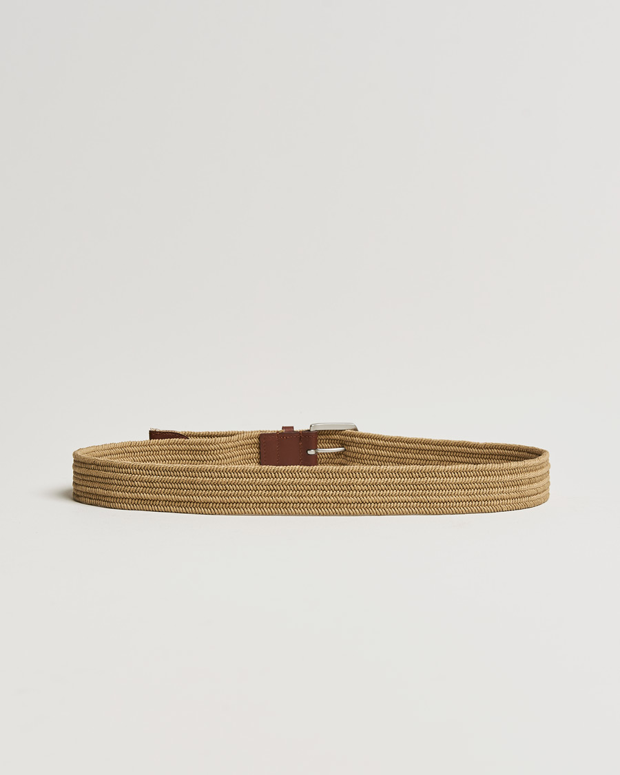 Men | Accessories | Polo Ralph Lauren | Braided Cotton Elastic Belt Timber Brown