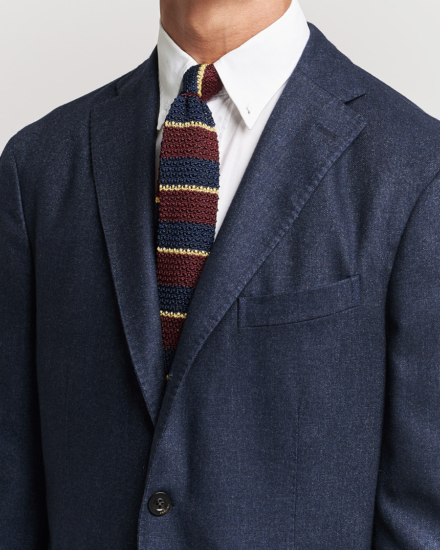 Men | Accessories | Polo Ralph Lauren | Knitted Striped Tie Wine/Navy/Gold