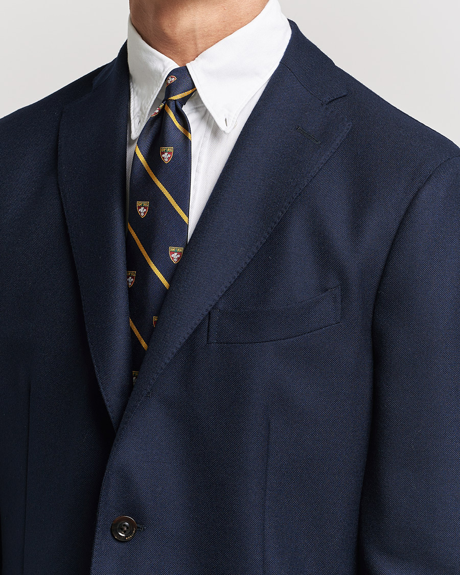 Men | Accessories | Polo Ralph Lauren | Crest Striped Tie Navy