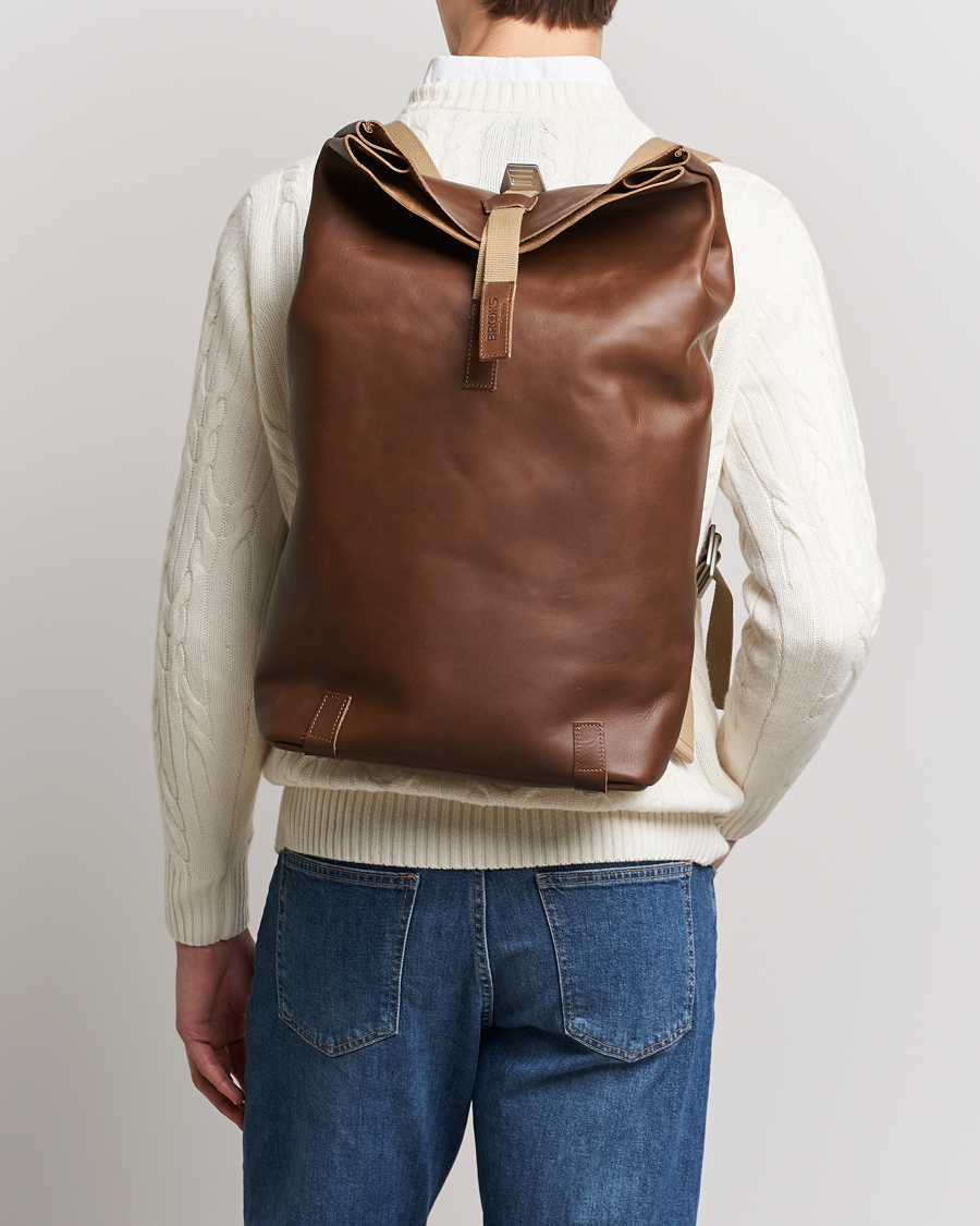 Men | Accessories | Brooks England | Pickwick Large Leather Backpack Dark Tan