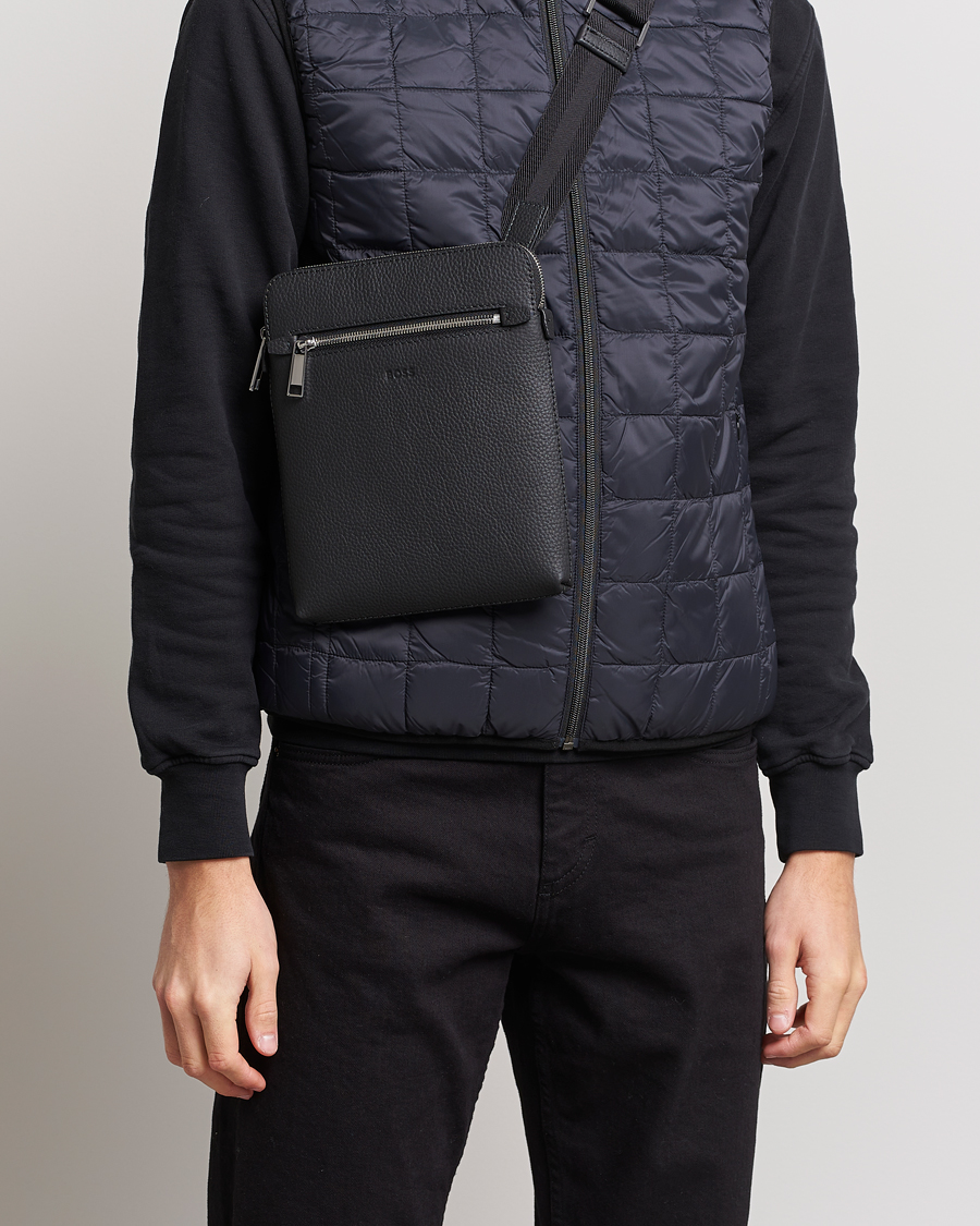 Men | Accessories | BOSS BLACK | Crosstown Leather Bag Black