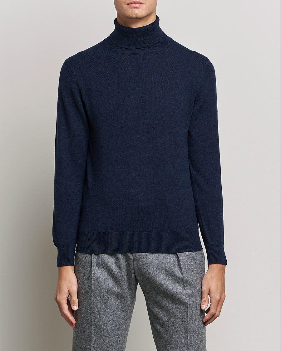Herr | Kläder | Piacenza Cashmere | Cashmere Rollneck Sweater Navy