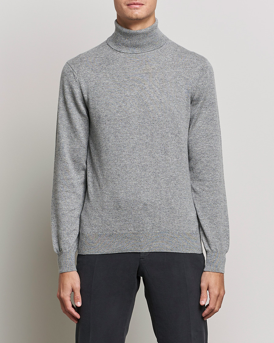 Herr | Kläder | Piacenza Cashmere | Cashmere Rollneck Sweater Light Grey