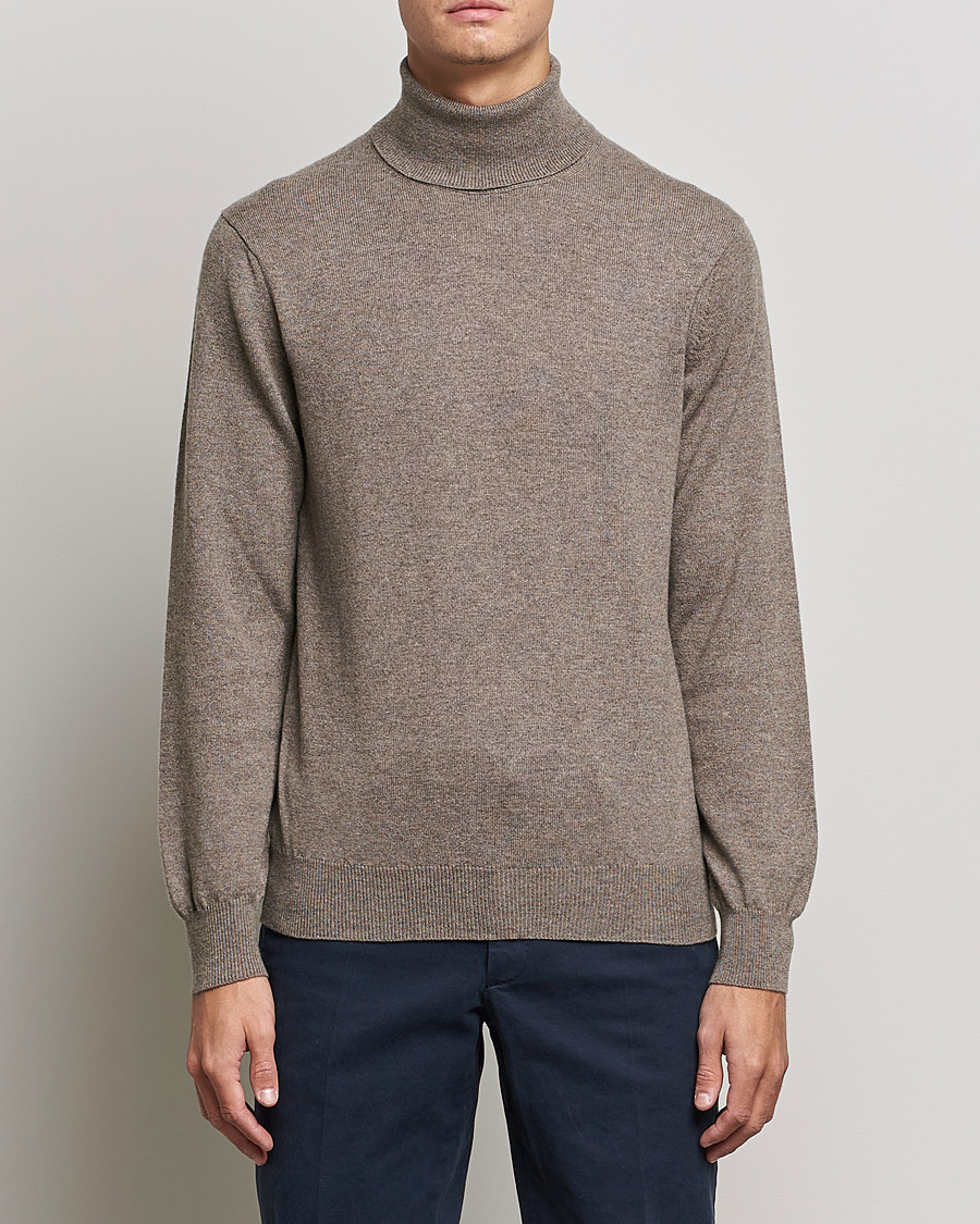 Men | Clothing | Piacenza Cashmere | Cashmere Rollneck Sweater Brown