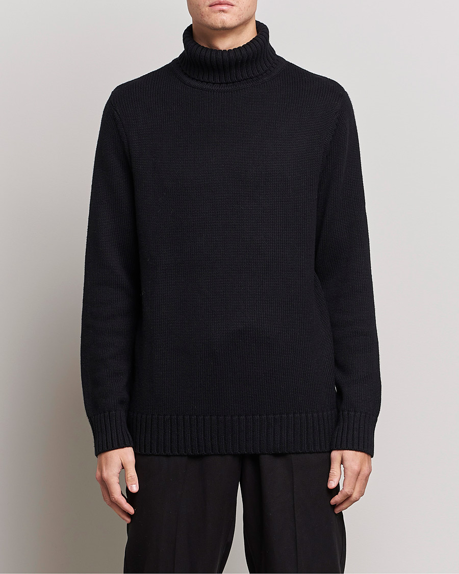 Men | Clothing | A Day\'s March | Forres Cotton/Cashmere Rollneck Black