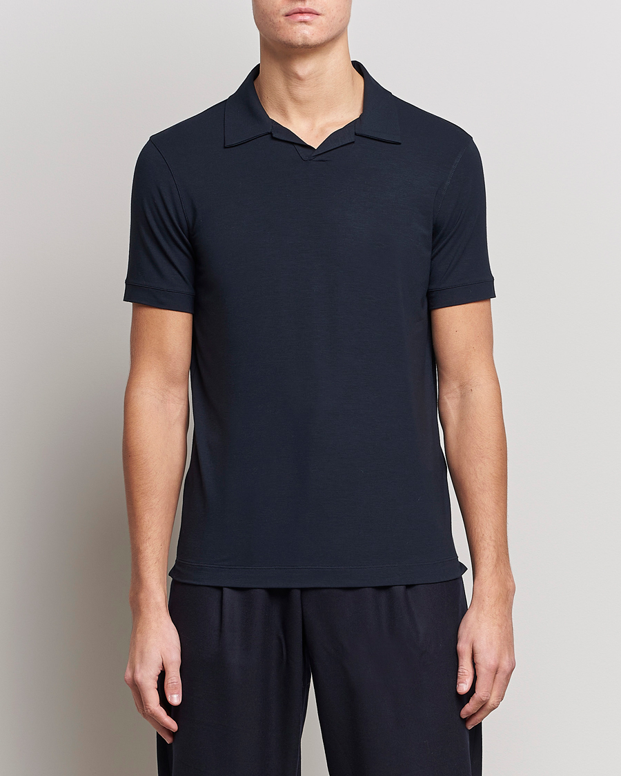 Men | Clothing | Giorgio Armani | Short Sleeve Stretch Polo Navy