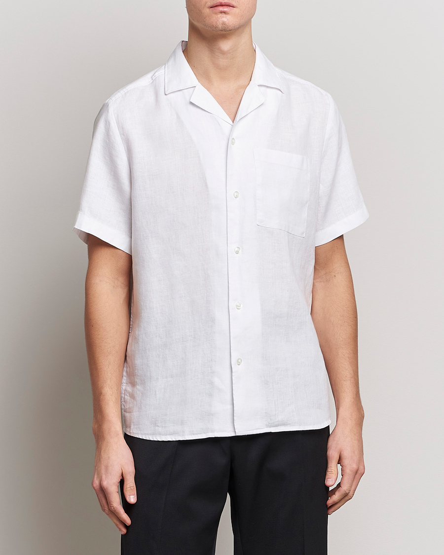 Men | HUGO | HUGO | Ellino Short Sleeve Linen Shirt Open White
