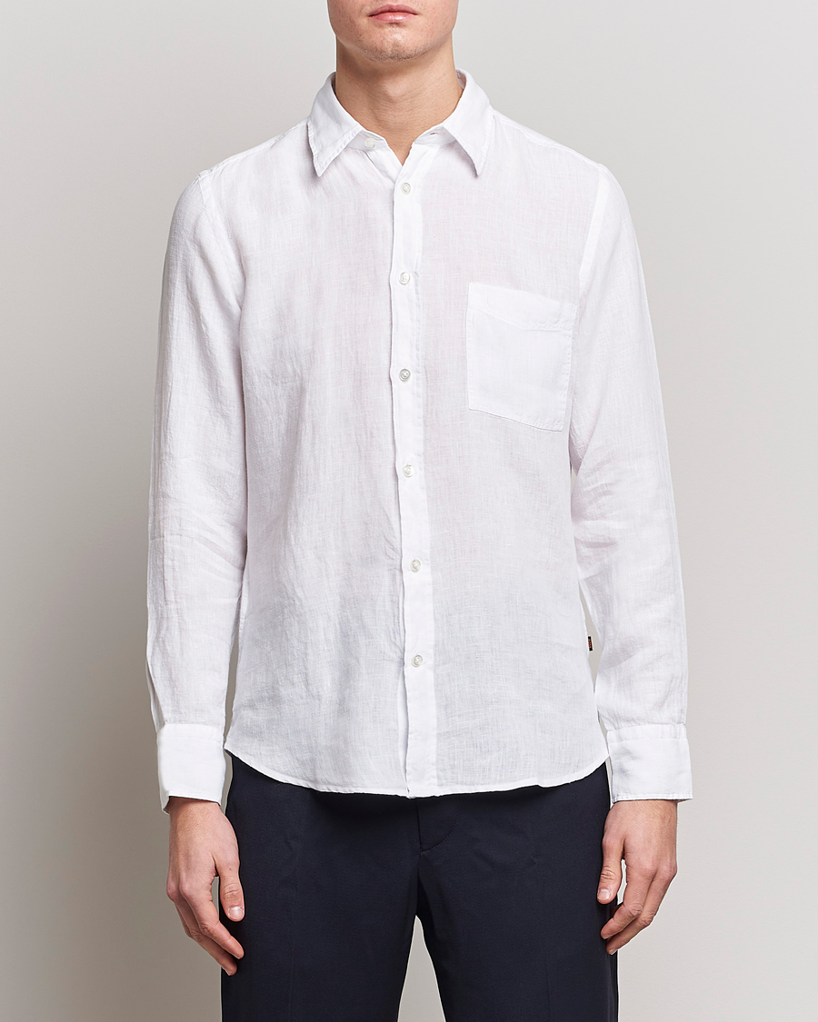 Men | BOSS ORANGE | BOSS ORANGE | Relegant Linen Shirt White