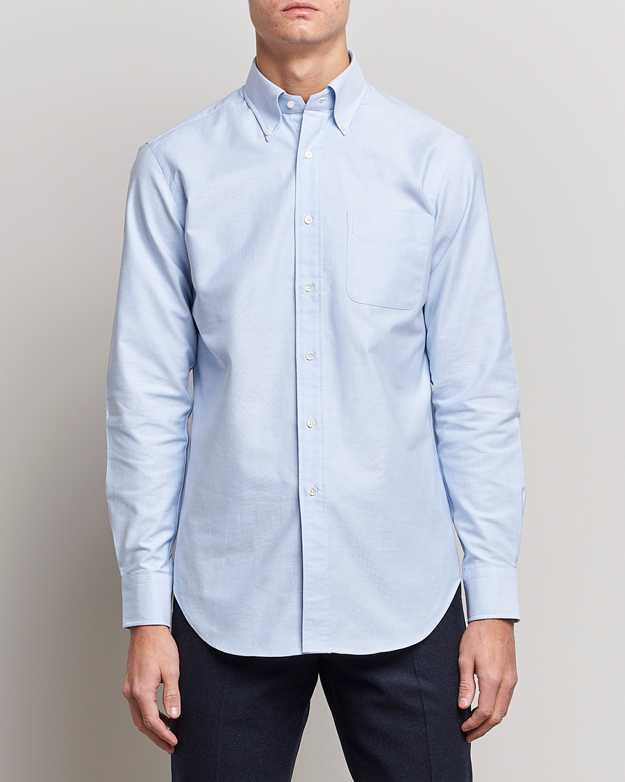 Men | Clothing | Kamakura Shirts | Slim Fit Oxford BD Shirt Light Blue