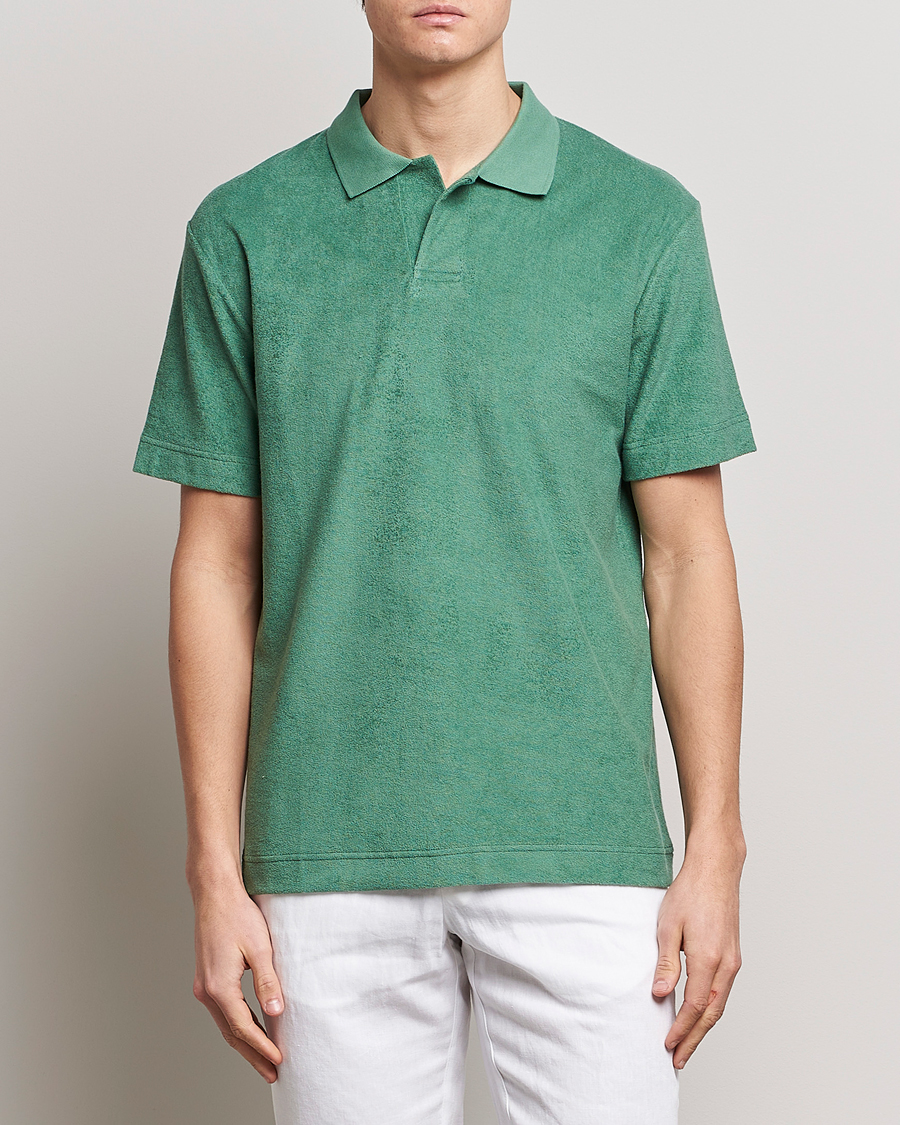 Men |  | Sunspel | Towelling Polo Shirt Thyme Green