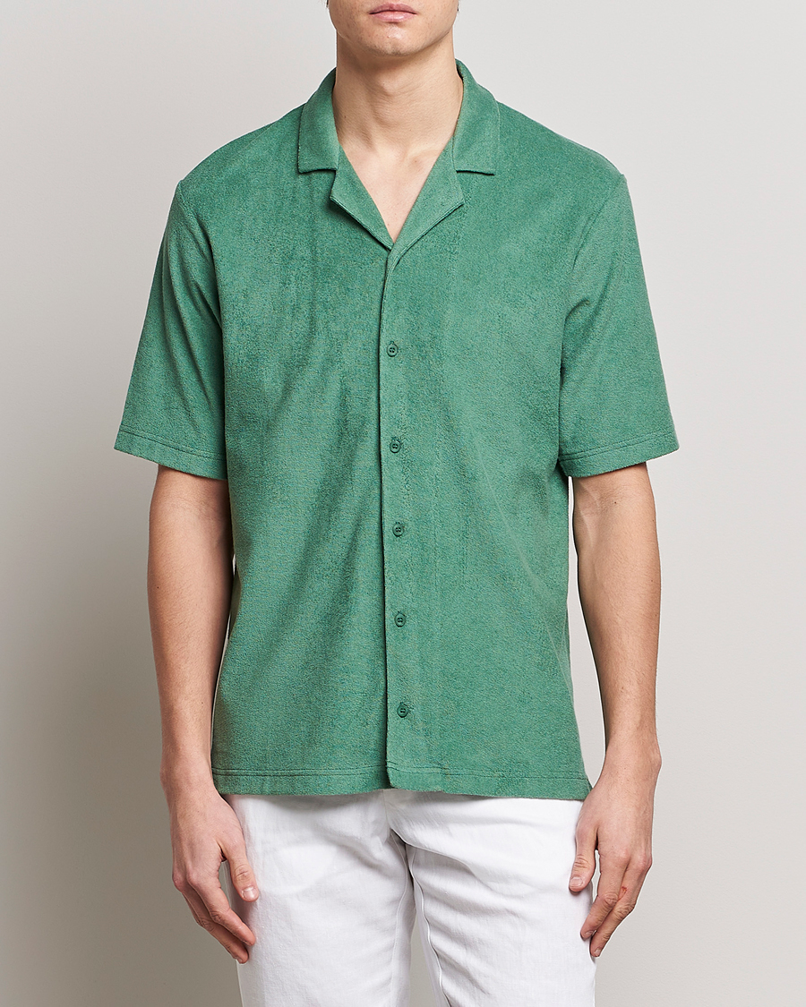 Herr | Sunspel | Sunspel | Towelling Camp Collar Shirt Thyme Green