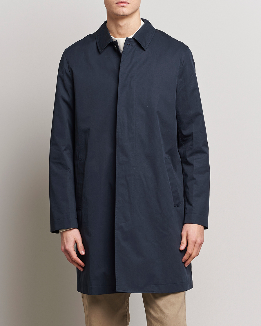 Men | Coats | Sunspel | Technical Cotton Mac Coat Navy