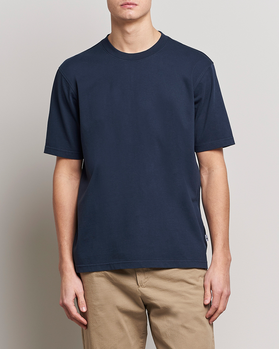 Men | Clothing | NN07 | Adam Pima Crew Neck T-Shirt Navy Blue