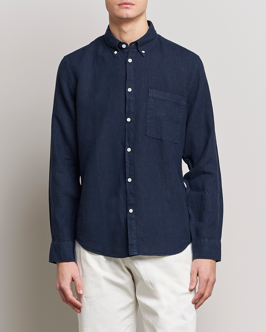 Men | Clothing | NN07 | Arne Linen Shirt Navy Blue