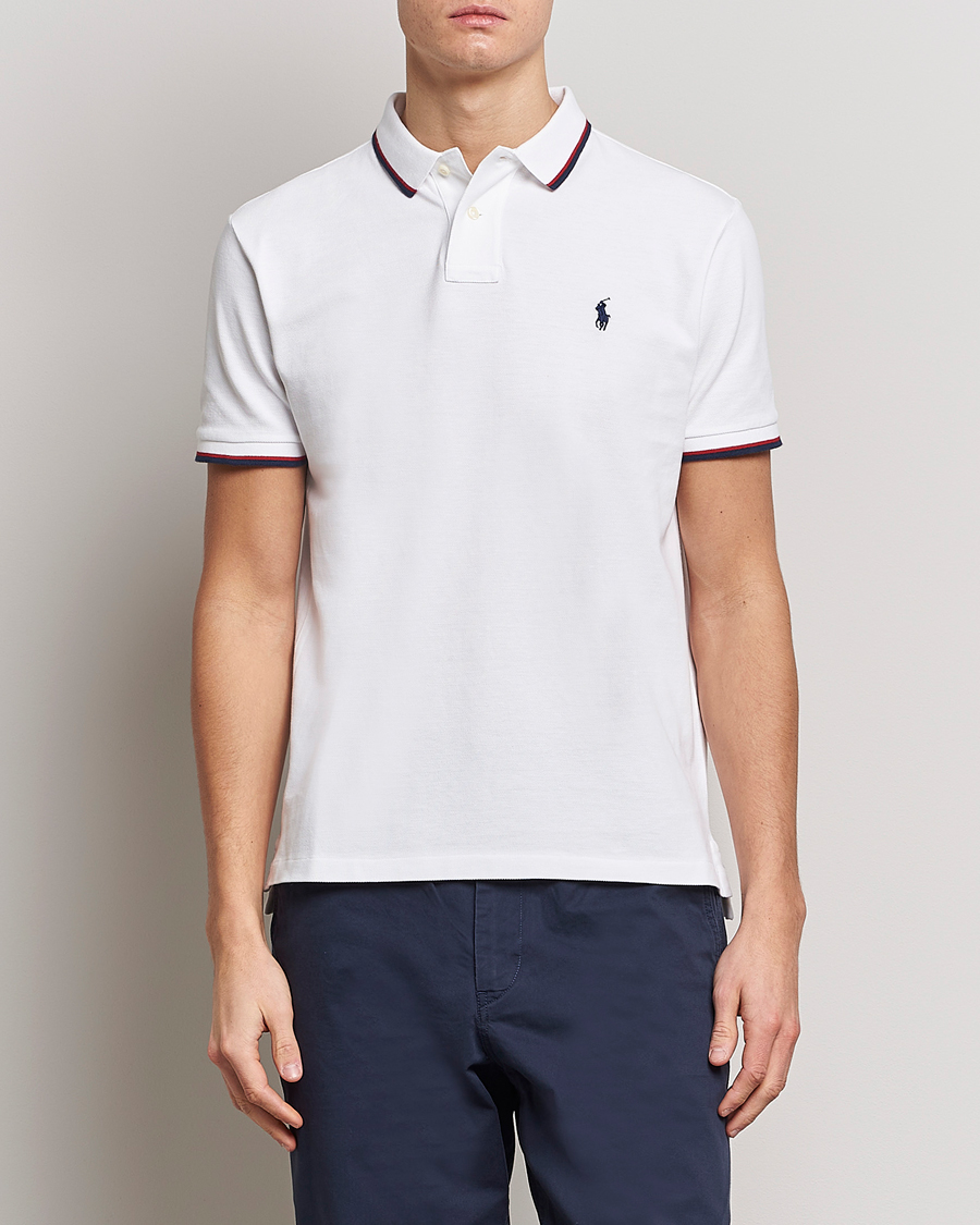 Men | Polo Shirts | Polo Ralph Lauren | Custom Slim Fit Tipped Polo White