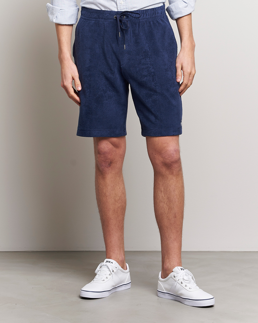 Men | Drawstring Shorts | Polo Ralph Lauren | Cotton Terry Drawstring Shorts Newport Navy