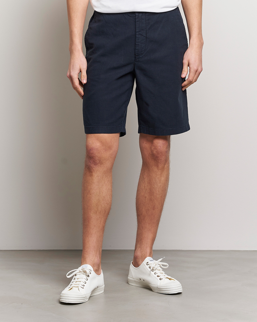 Herr | Kläder | Barbour Lifestyle | Linen/Cotton Drawstring Shorts Navy