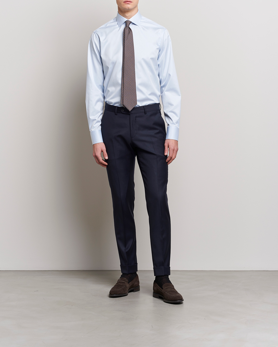 Men | Clothing | Stenströms | Fitted Body Contrast Twill Shirt Light Blue