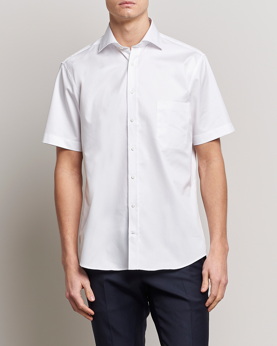 Herr |  | Stenströms | Fitted Body Short Sleeve Twill Shirt White