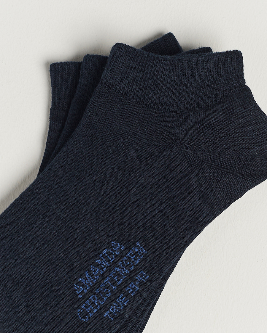 Herr | Ankelstrumpor | Amanda Christensen | 3-Pack True Cotton Sneaker Socks Dark Navy