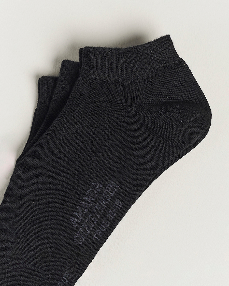 Herr | Ankelstrumpor | Amanda Christensen | 3-Pack True Cotton Sneaker Socks Black