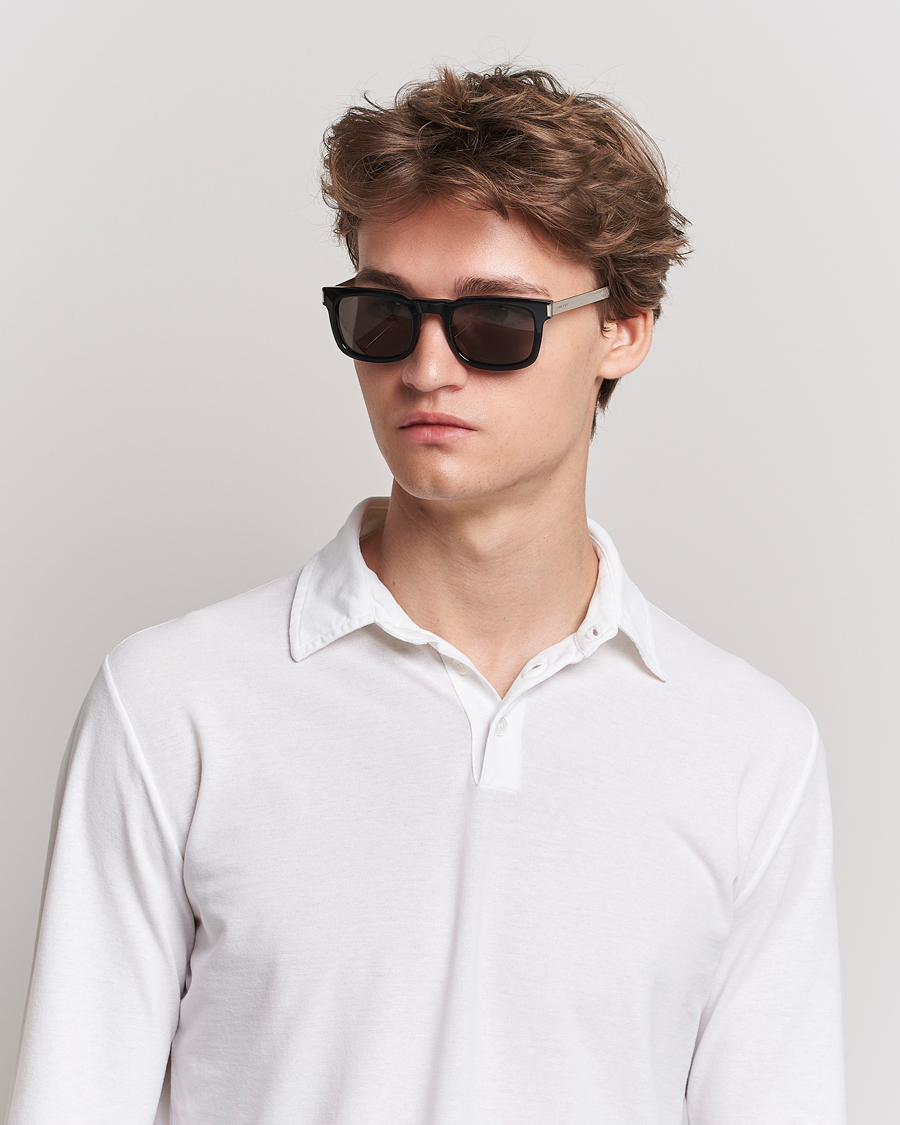Men | Square Frame Sunglasses | Saint Laurent | SL 581 Sunglasses Black/Silver