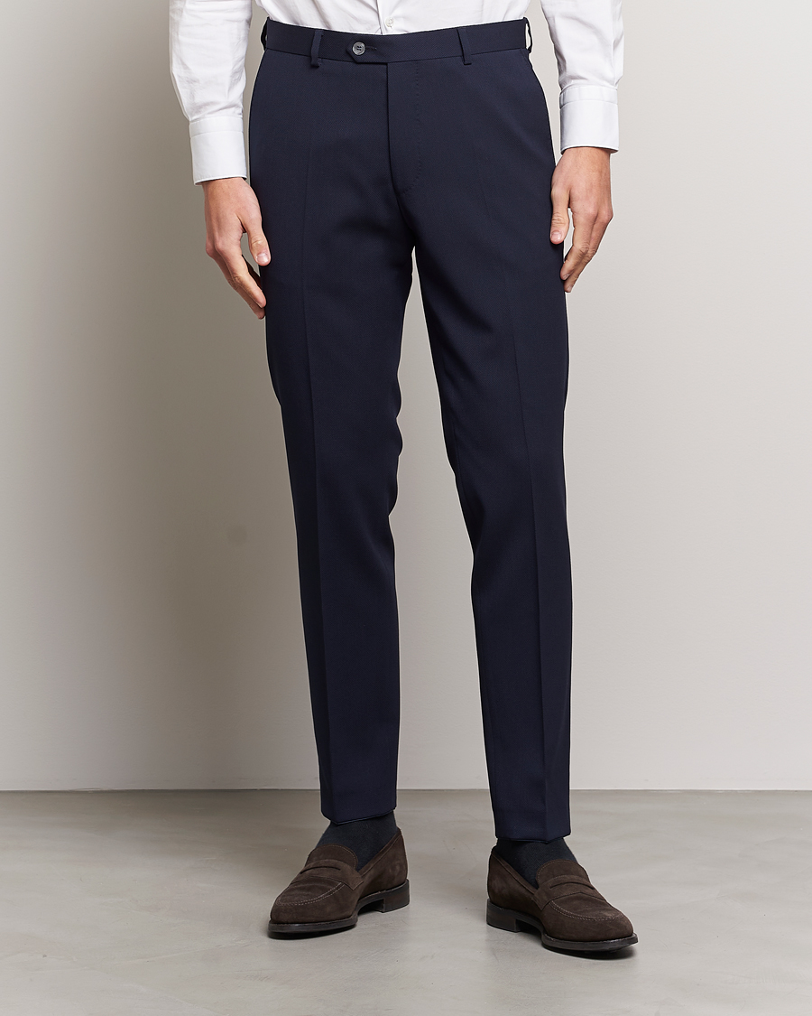 Men | Oscar Jacobson | Oscar Jacobson | Denz Structured Wool Trousers Blue