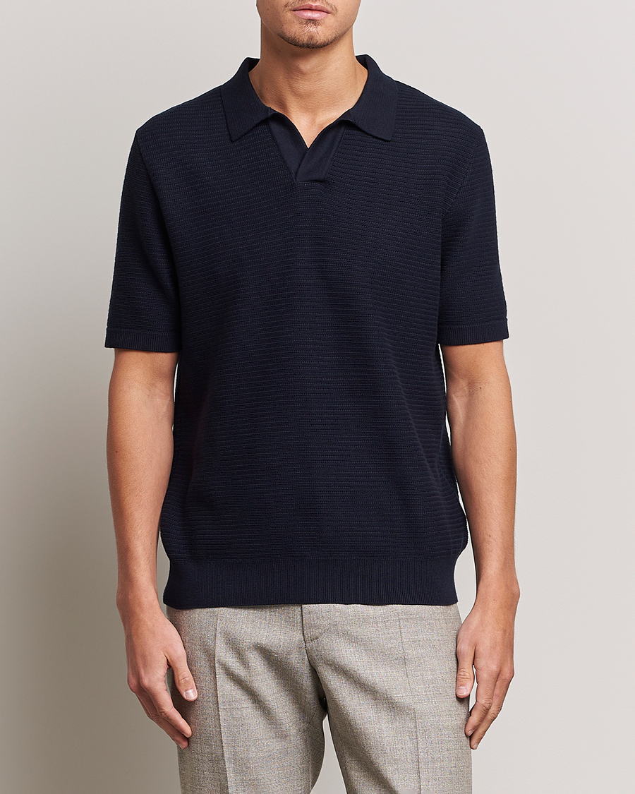 Men | Clothing | Sunspel | Knitted Polo Shirt Navy
