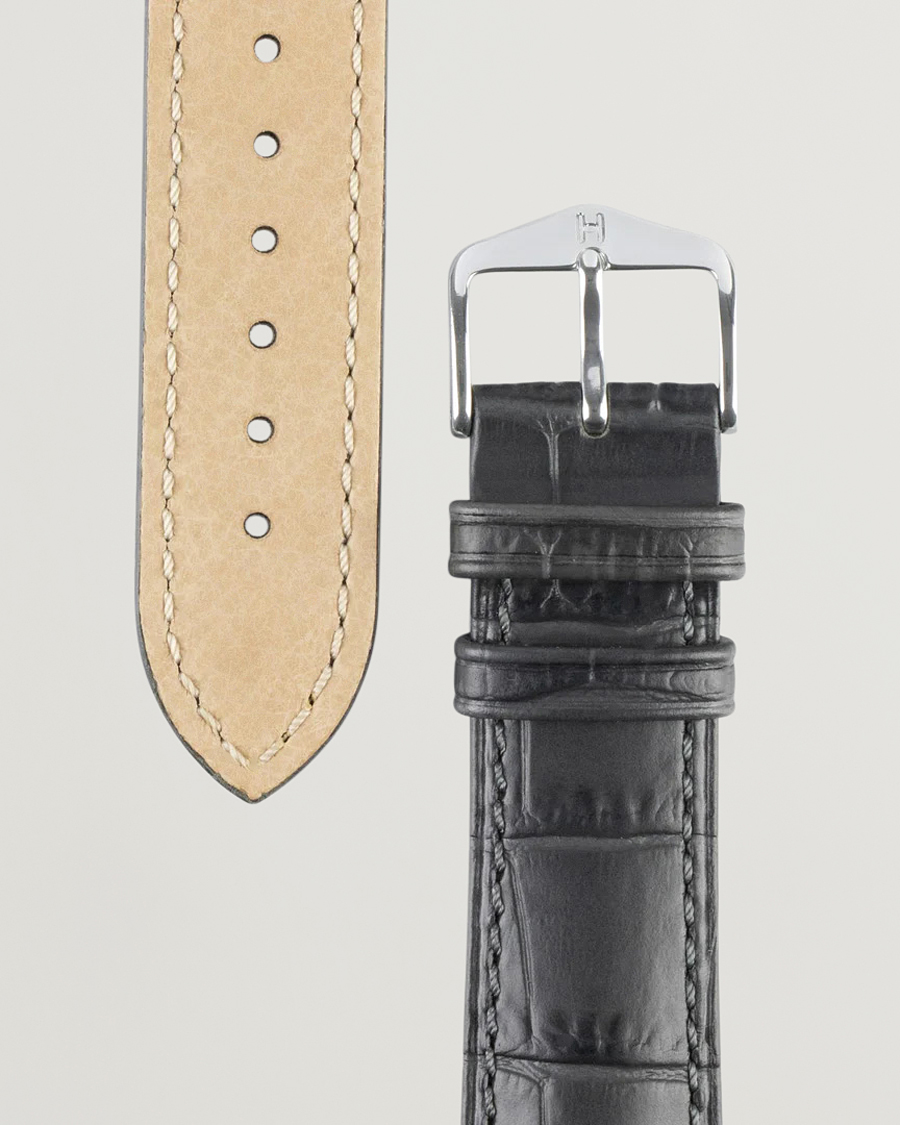 Men | HIRSCH | HIRSCH | Duke Embossed Leather Watch Strap Grey