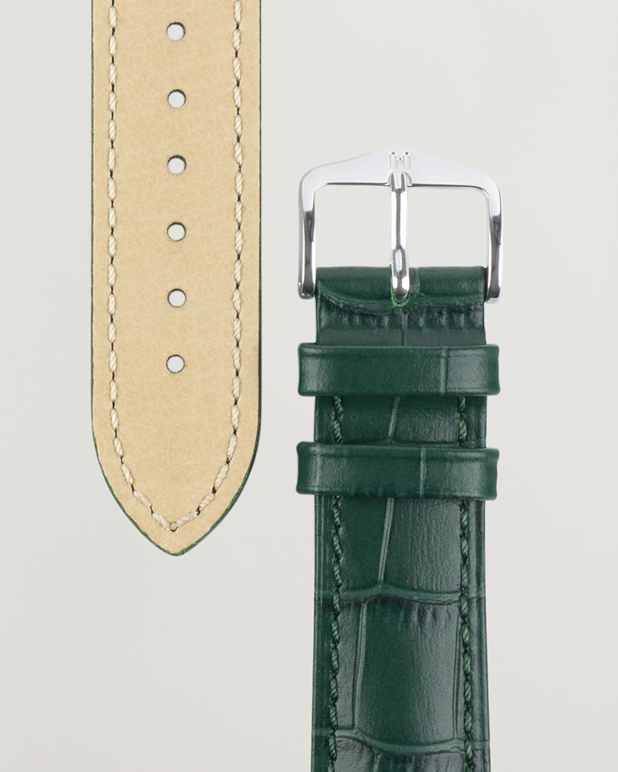 Men | HIRSCH | HIRSCH | Duke Embossed Leather Watch Strap Green