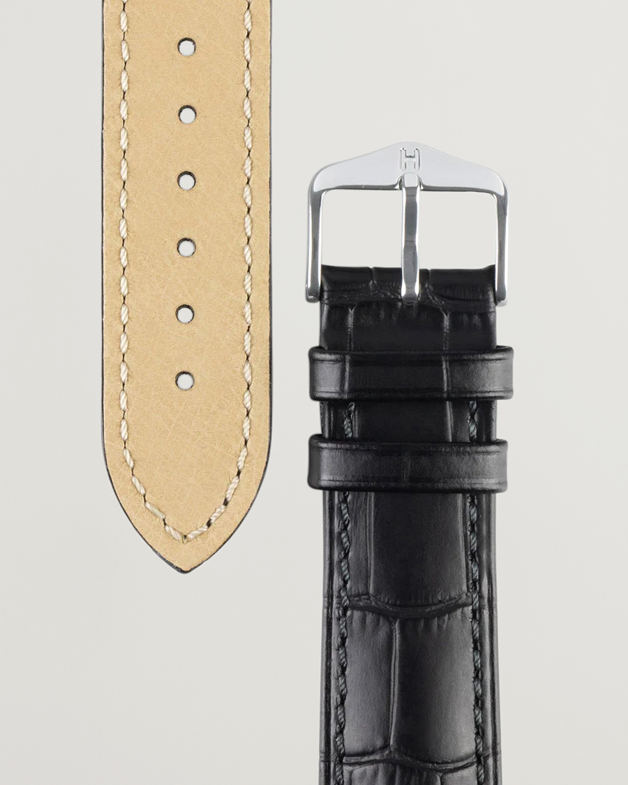 Men | HIRSCH | HIRSCH | Duke Embossed Leather Watch Strap Black