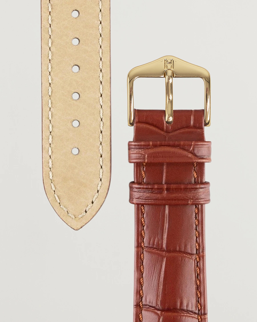 Men |  | HIRSCH | Duke Embossed Leather Watch Strap Golden Brown